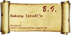 Bakony István névjegykártya